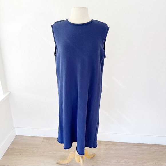Eileen Fisher Lightweight Organic Cotton French Terry Dress Iris Blue | Medium - Picture 2 of 10